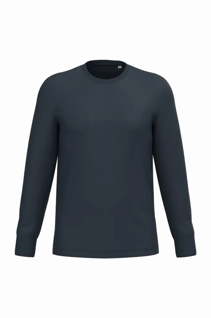 Ecologisch uniseks T-shirt met lange mouwen, navy blue — productfoto 9