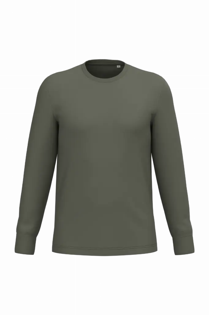 Ecologisch uniseks T-shirt met lange mouwen, organic khaki — productfoto 10