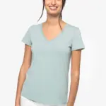 NS334-12_2023 - Hidalgo-werbeartikel Ecologisch dames T-shirt met V-hals
