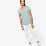 Ecologisch dames T-shirt met V-hals — productfoto 2