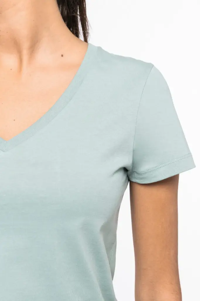 NS334-8_2023 - Hidalgo-werbeartikel Ecologisch dames T-shirt met V-hals — productfoto 4
