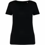 Ecologisch dames T-shirt met V-hals, black — productfoto 10