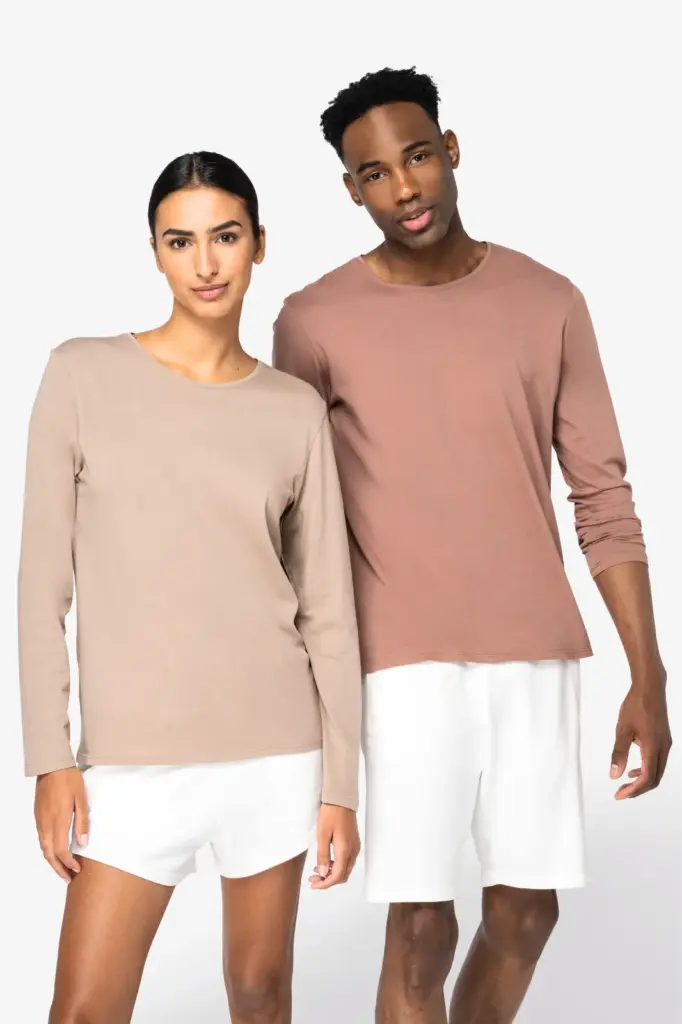 Ecologisch verwassen uniseks T-shirt lange mouwen