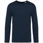 Ecologisch verwassen uniseks T-shirt lange mouwen, washed navy blue — productfoto 7