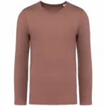 Ecologisch verwassen uniseks T-shirt lange mouwen, washed sienna — productfoto 8