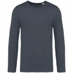 Ecologisch verwassen uniseks T-shirt lange mouwen, washed slate — productfoto 9