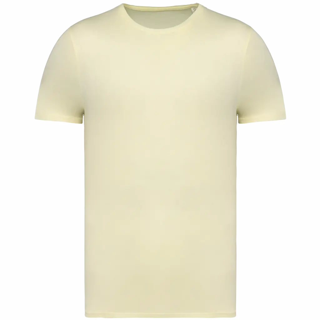 Ecologisch verwassen uniseks T-shirt, washed lemon citrus — productfoto 8