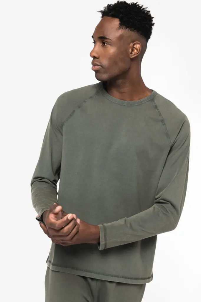 Ecologisch heren T-shirt met lange raglanmouwen