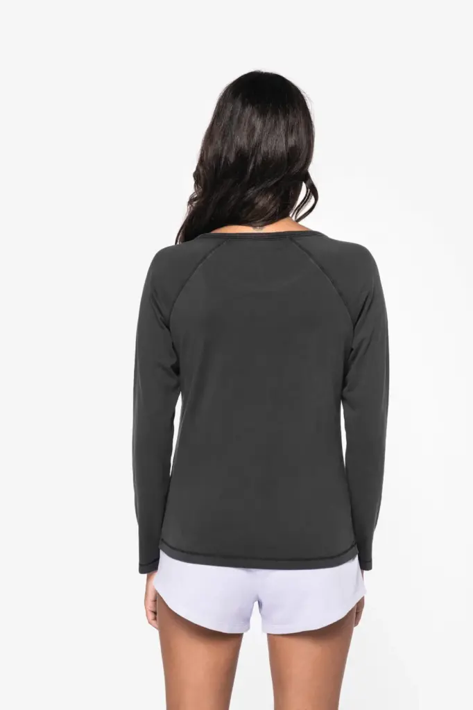 Ecologisch dames T-shirt met lange raglanmouwen — productfoto 4