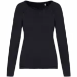 Ecologisch dames T-shirt met lange raglanmouwen, washed coal grey — productfoto 6