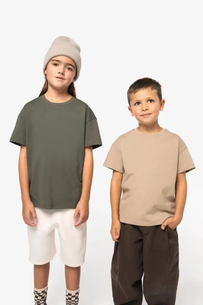 Ecologisch kinder T-shirt met afhangende schouders