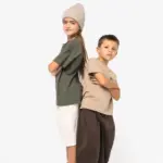 Ecologisch kinder T-shirt met afhangende schouders — productfoto 2