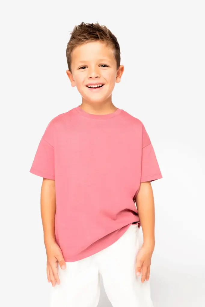 Ecologisch kinder T-shirt met afhangende schouders — productfoto 4