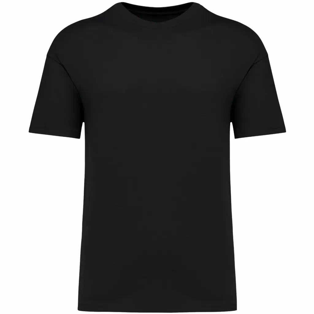 Ecologisch kinder T-shirt met afhangende schouders, black — productfoto 7