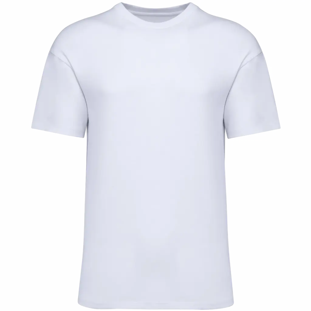 Ecologisch kinder T-shirt met afhangende schouders, white — productfoto 13
