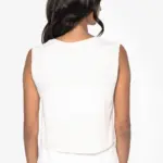 Ecologisch cropped mouwloos dames-T-shirt — productfoto 3