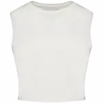 Ecologisch cropped mouwloos dames-T-shirt, washed ivory — productfoto 6