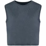 Ecologisch cropped mouwloos dames-T-shirt, washed mineral grey — productfoto 7