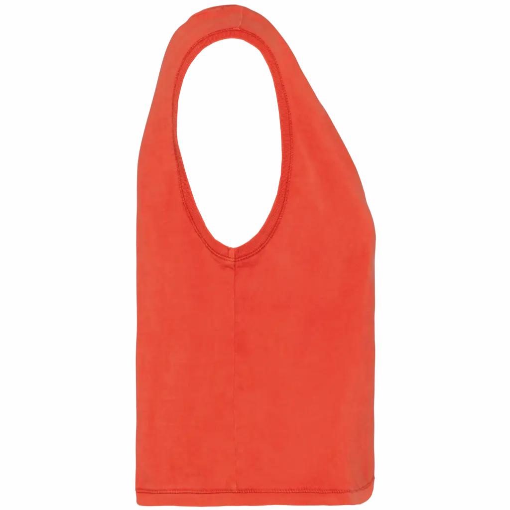 PS_NS342-S-2_WASHEDPAPRIKA - Hidalgo-werbeartikel Ecologisch cropped mouwloos dames-T-shirt, washed paprika — productfoto 8