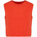 Ecologisch cropped mouwloos dames-T-shirt, washed paprika — productfoto 9
