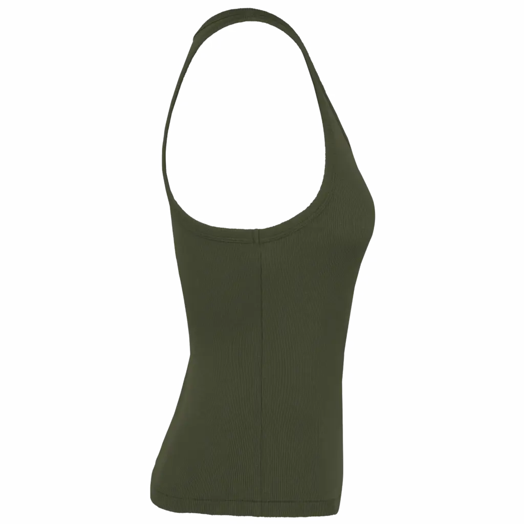 Ecologische geribde damestop, organic khaki — productfoto 6