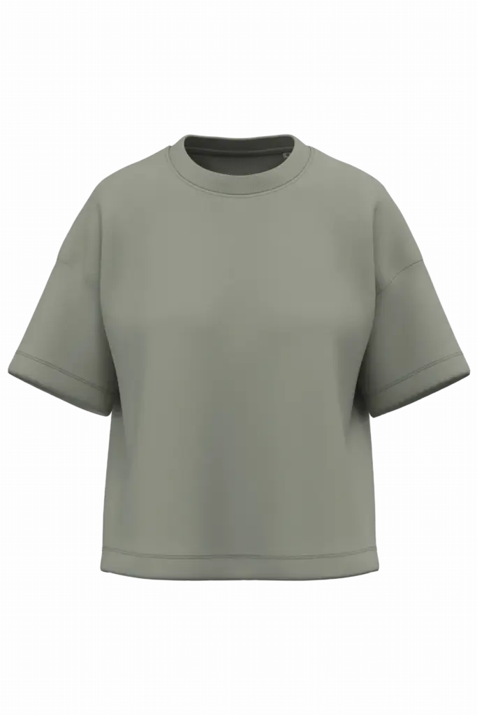 NS349 - Duurzaam boxy dames-T-shirt met afhangende schouders, almond green