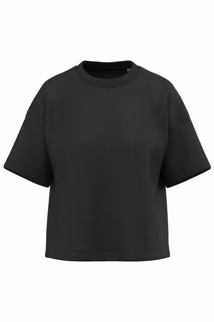 NS349 - Duurzaam boxy dames-T-shirt met afhangende schouders, black — productfoto 2