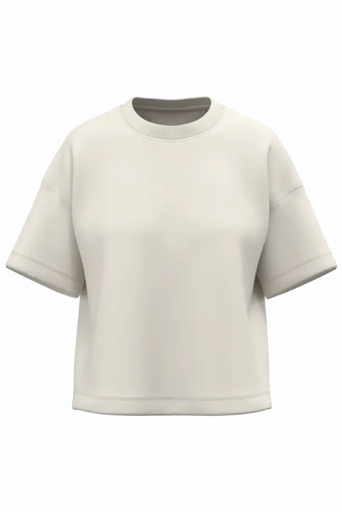 NS349 - Duurzaam boxy dames-T-shirt met afhangende schouders, ivory — productfoto 3