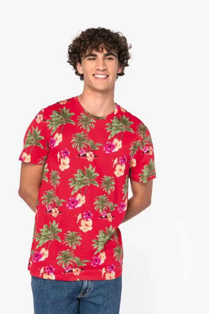 Ecologisch heren T-shirt met tropische print