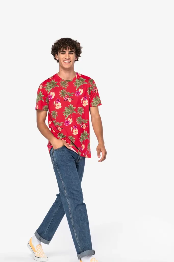Ecologisch heren T-shirt met tropische print — productfoto 2