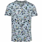 Ecologisch heren T-shirt met tropische print, ivory floral blue — productfoto 6