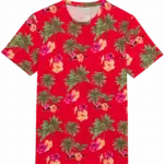 Ecologisch heren T-shirt met tropische print, red hawaiian — productfoto 9