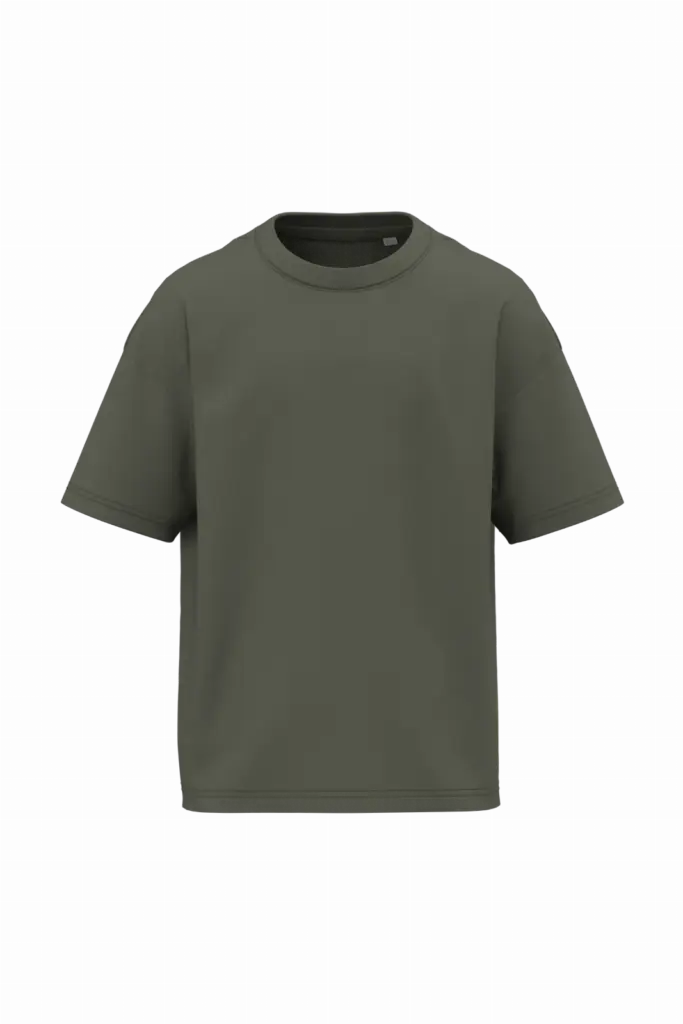 Ecologisch oversized kinder T-shirt, organic khaki — productfoto 9