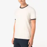 Ecologisch ringer heren T-shirt met contrasterende boorden en verwassen look — productfoto 3