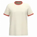 Ecologisch ringer heren T-shirt met contrasterende boorden en verwassen look, ivory / washed paprika — productfoto 8