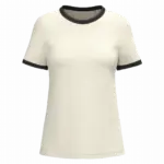 Ecologisch ringer dames T-shirt met contrasterende boorden en verwassen look, ivory / washed black — productfoto 6