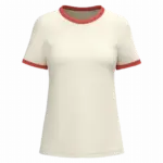 Ecologisch ringer dames T-shirt met contrasterende boorden en verwassen look, ivory / washed paprika — productfoto 8