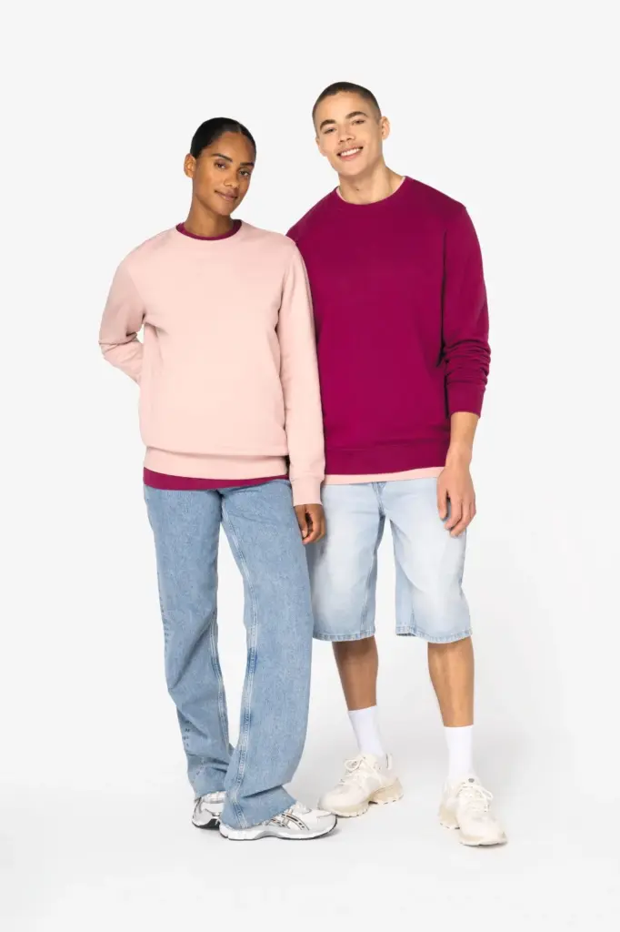 Ecologische uniseks sweater met ronde hals — productfoto 2
