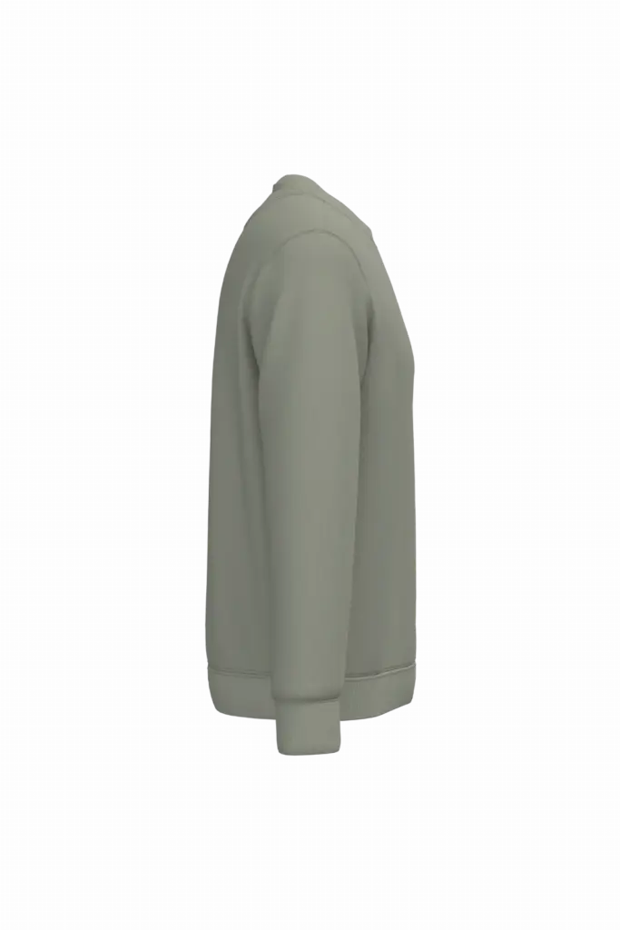 Ecologische uniseks sweater met ronde hals, almond green — productfoto 6