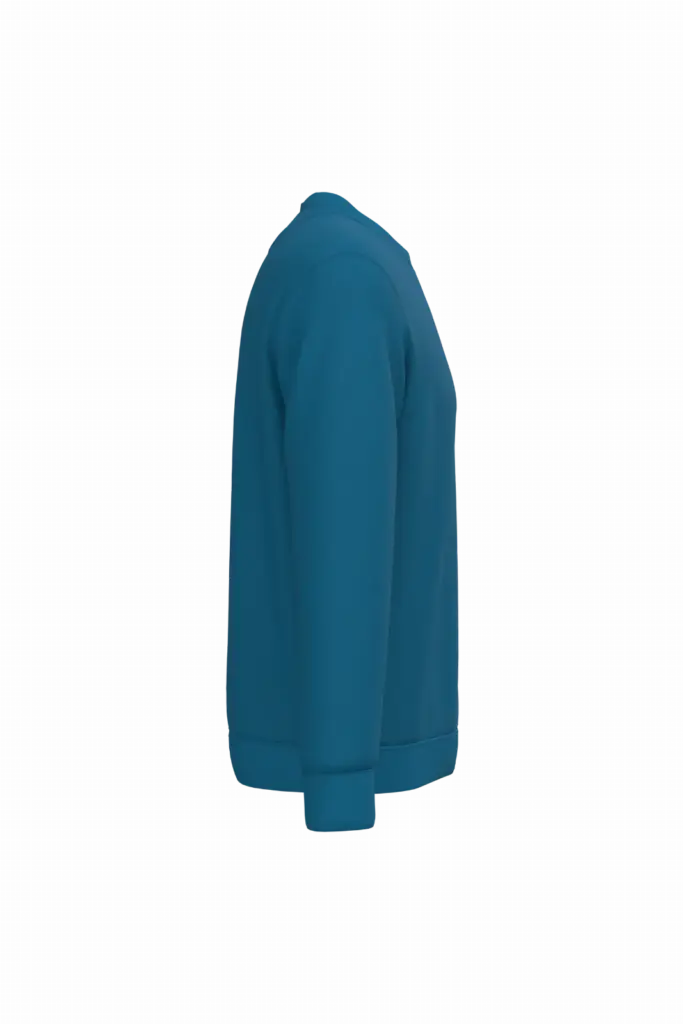 Ecologische uniseks sweater met ronde hals, blue sapphire — productfoto 10