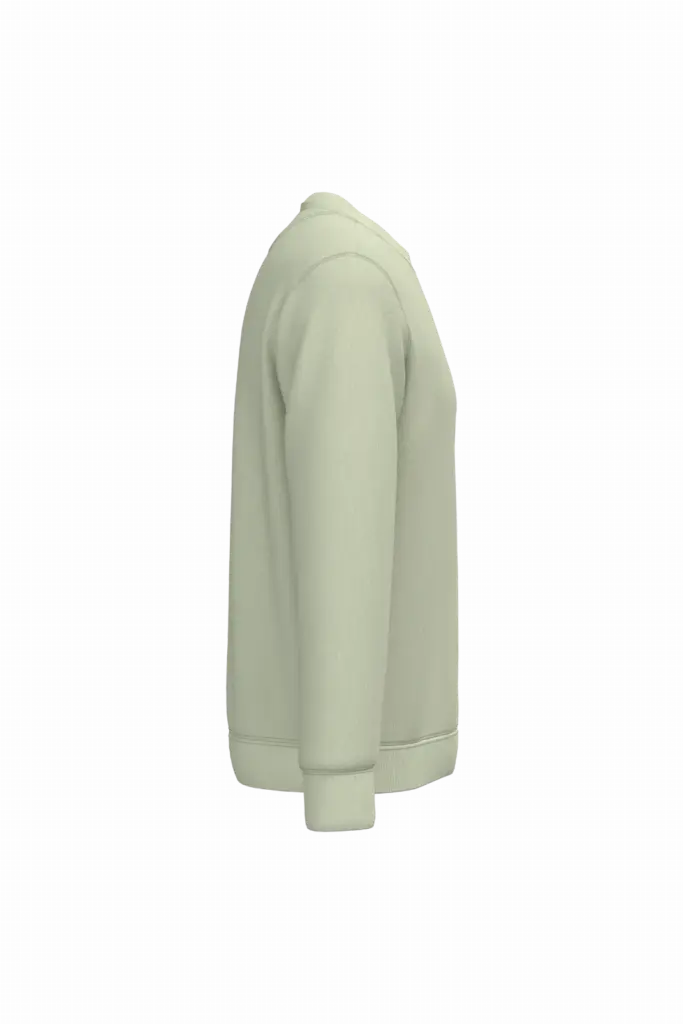 Ecologische uniseks sweater met ronde hals, celadon green — productfoto 11