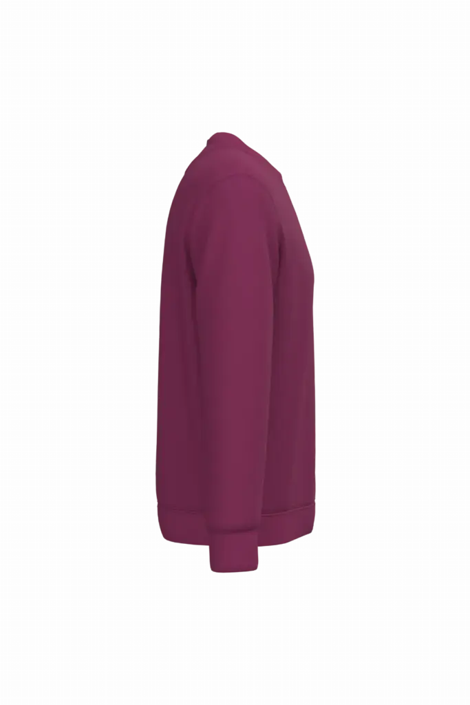 Ecologische uniseks sweater met ronde hals, cherry purple — productfoto 12