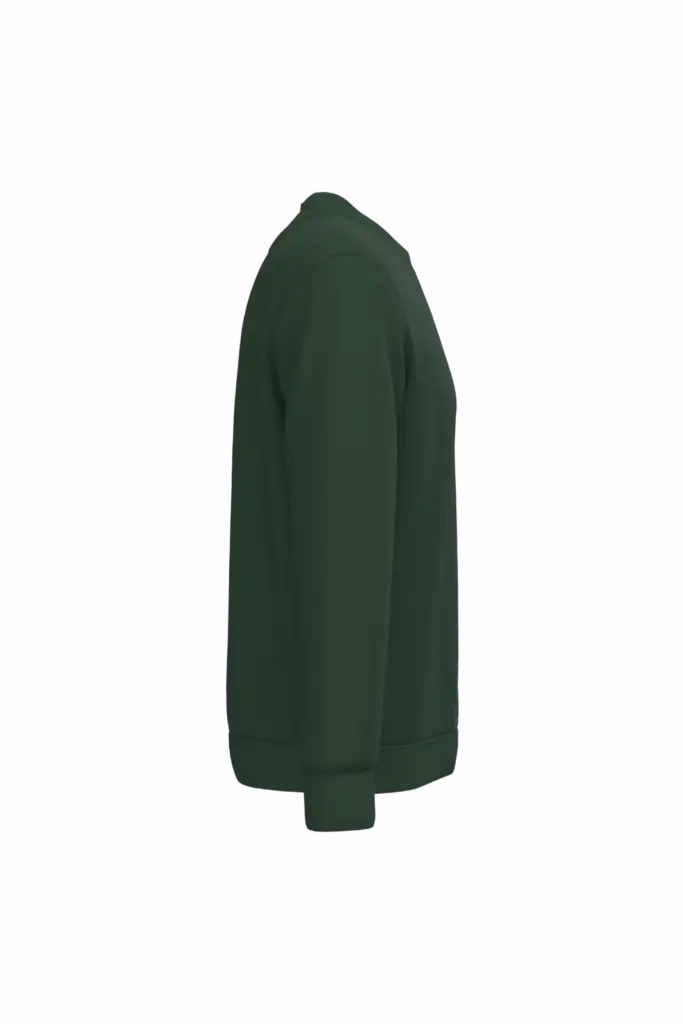 Ecologische uniseks sweater met ronde hals, forest green — productfoto 17