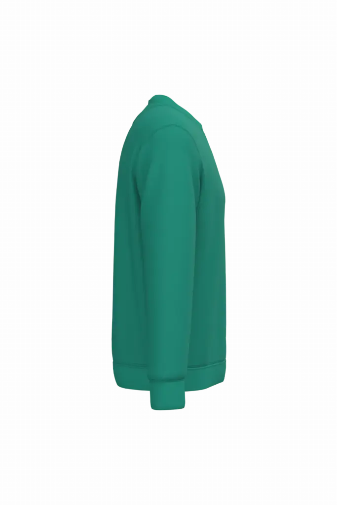 Ecologische uniseks sweater met ronde hals, gemstone green — productfoto 18
