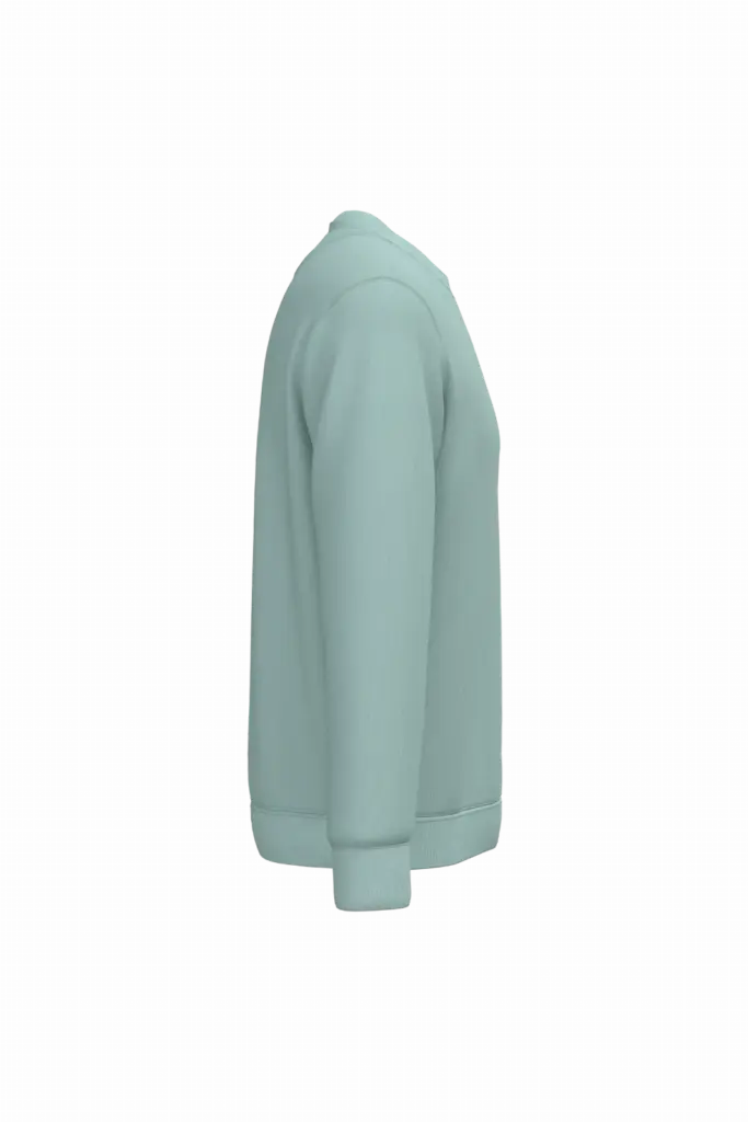 Ecologische uniseks sweater met ronde hals, jade green — productfoto 22