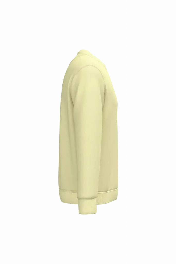 Ecologische uniseks sweater met ronde hals, lemon citrus — productfoto 23