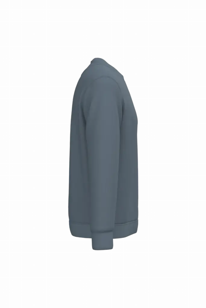Ecologische uniseks sweater met ronde hals, mineral grey — productfoto 25