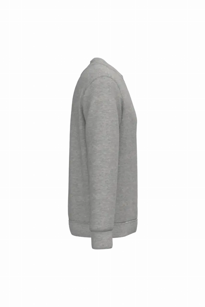 Ecologische uniseks sweater met ronde hals, moon grey heather — productfoto 26