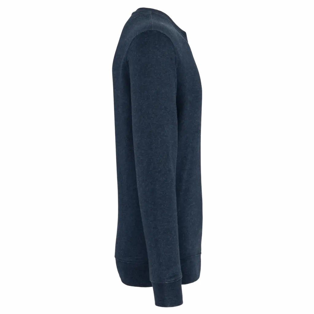 Ecologische uniseks sweater met ronde hals, navy blue heather — productfoto 28