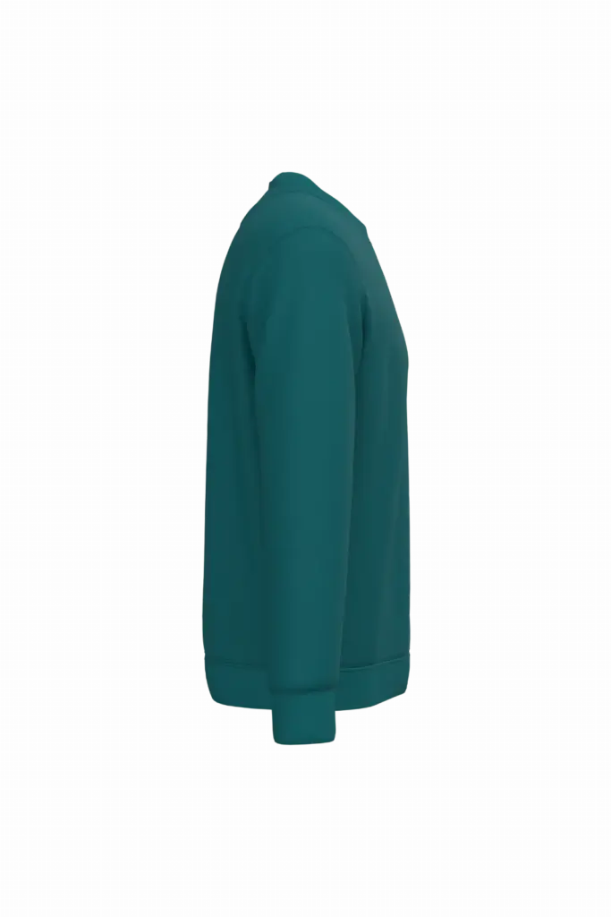Ecologische uniseks sweater met ronde hals, peacock green — productfoto 33